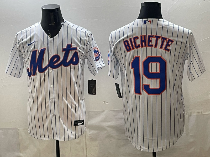Men MLB New York Mets #19 Bo Bichette white Nike jersey 004